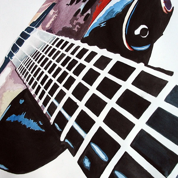 Acoustic guitar watercolor