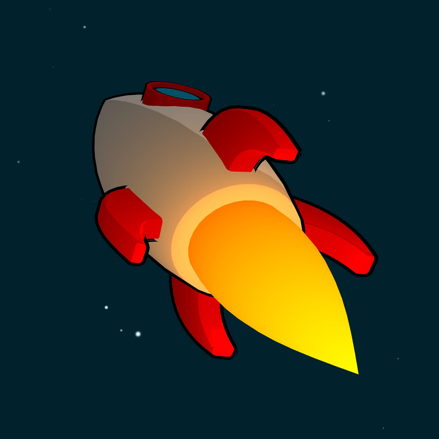 Rocket flying thrugh space