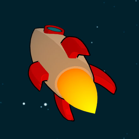 Rocket flying thrugh space