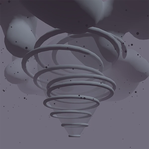 Tornado, clouds, rain