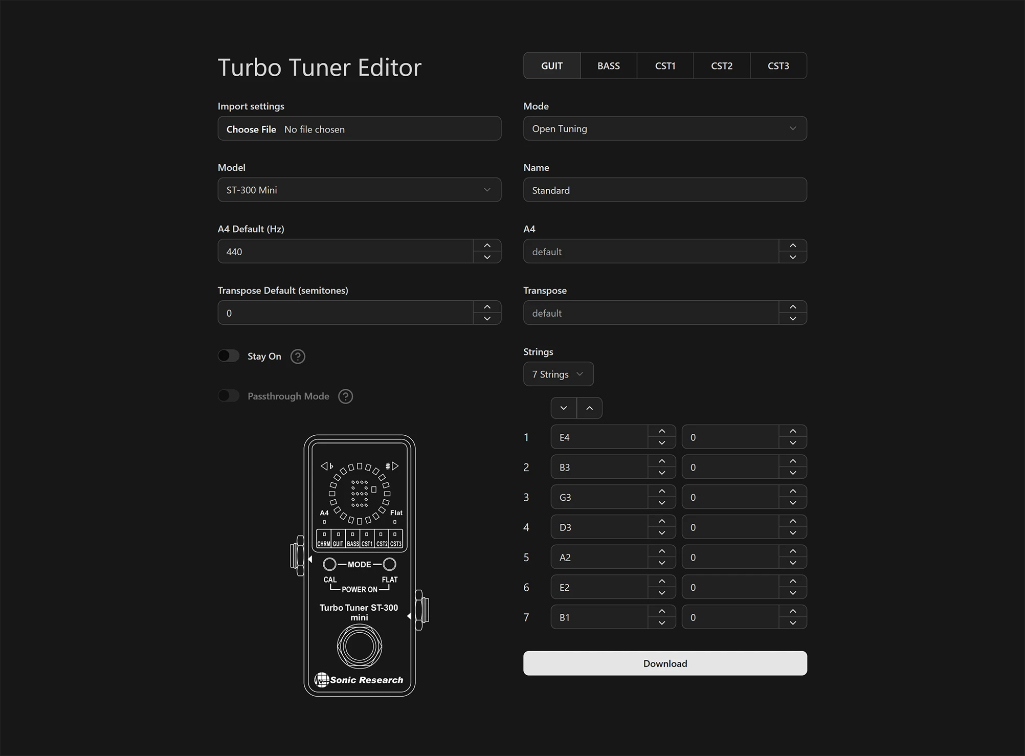 Turbo Tuner Settings Editor